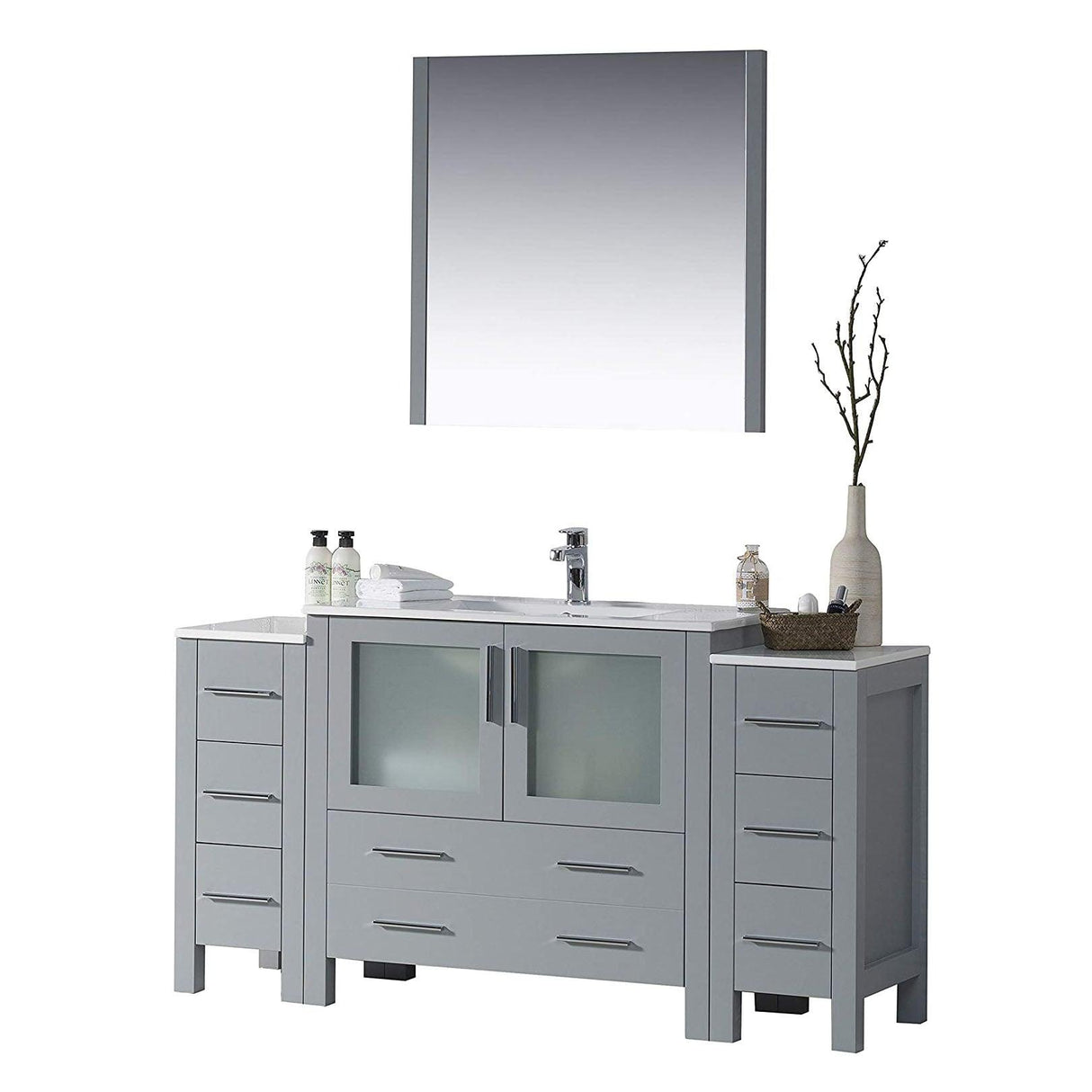 Blossom Sydney 54" Vanity, White, Espresso, Metal Grey, Side Cabinet