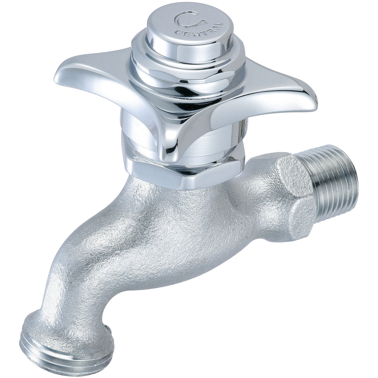 Central Brass 0031-H1/2C Self-Close Wallmount Faucet in Rough Chrome