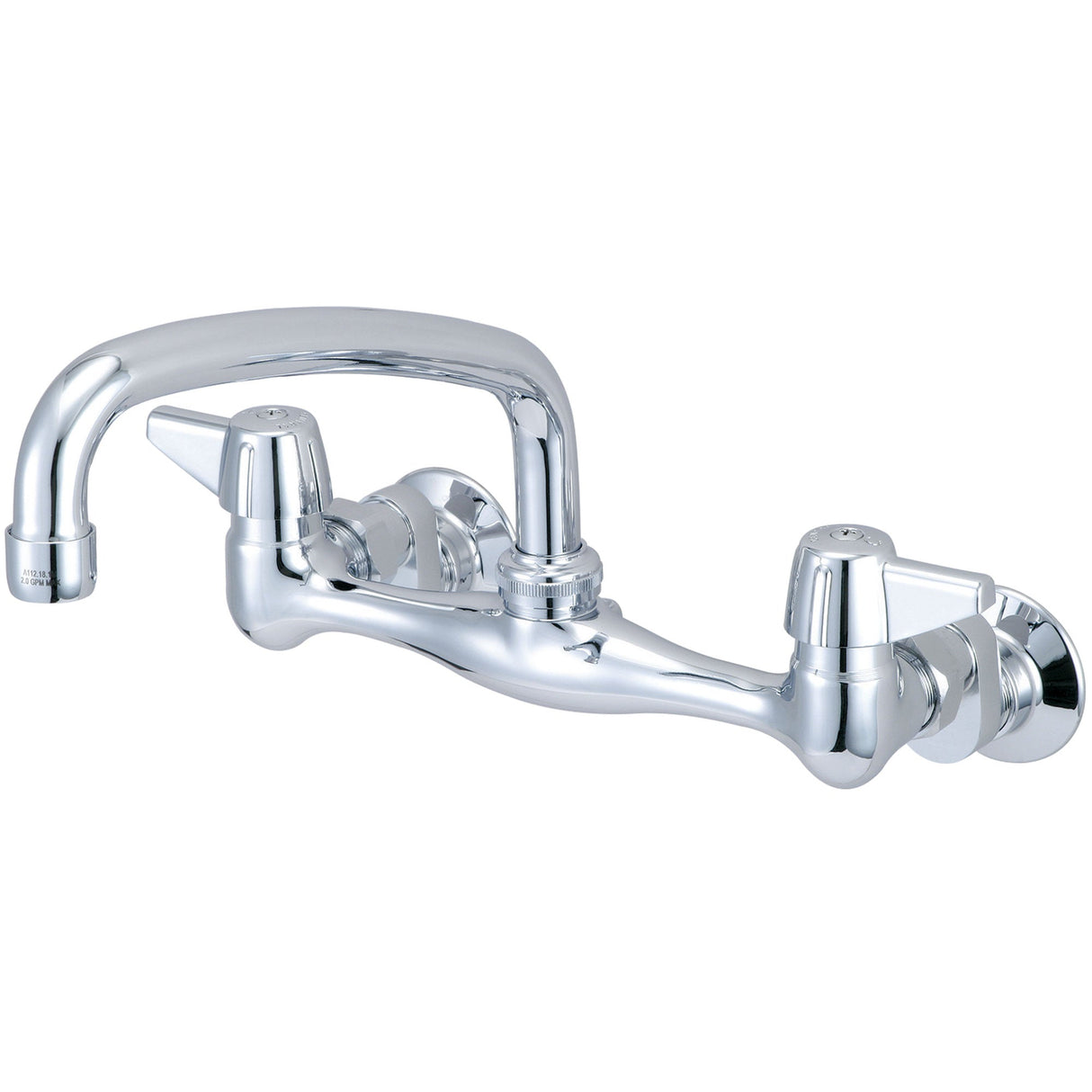 Central Brass 0047-SA1 Two Handle Wallmount Kitchen Faucet in Polished Chrome