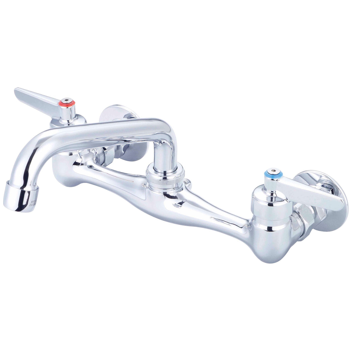 Central Brass 0047-TLE0 Two Handle Wallmount Kitchen Faucet in Polished Chrome