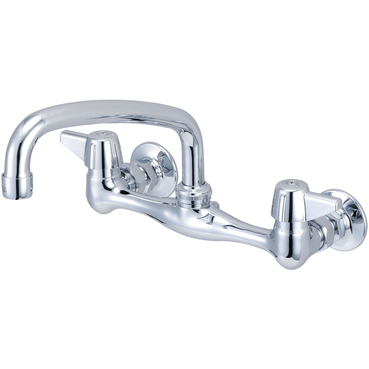 Central Brass 0047-UA1 Two Handle Wallmount Kitchen Faucet in Polished Chrome