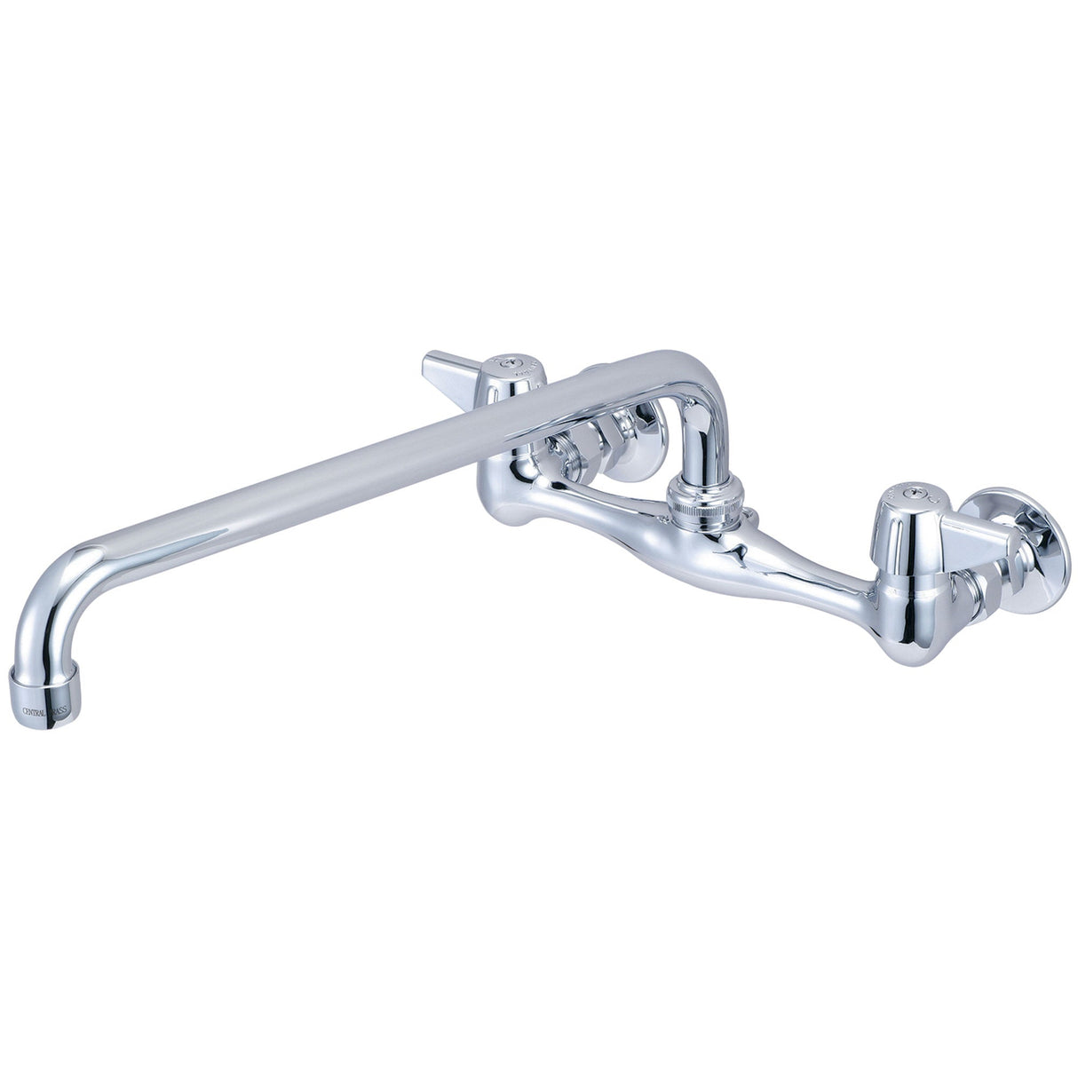 Central Brass 0047-UA4 Two Handle Wallmount Kitchen Faucet in Polished Chrome