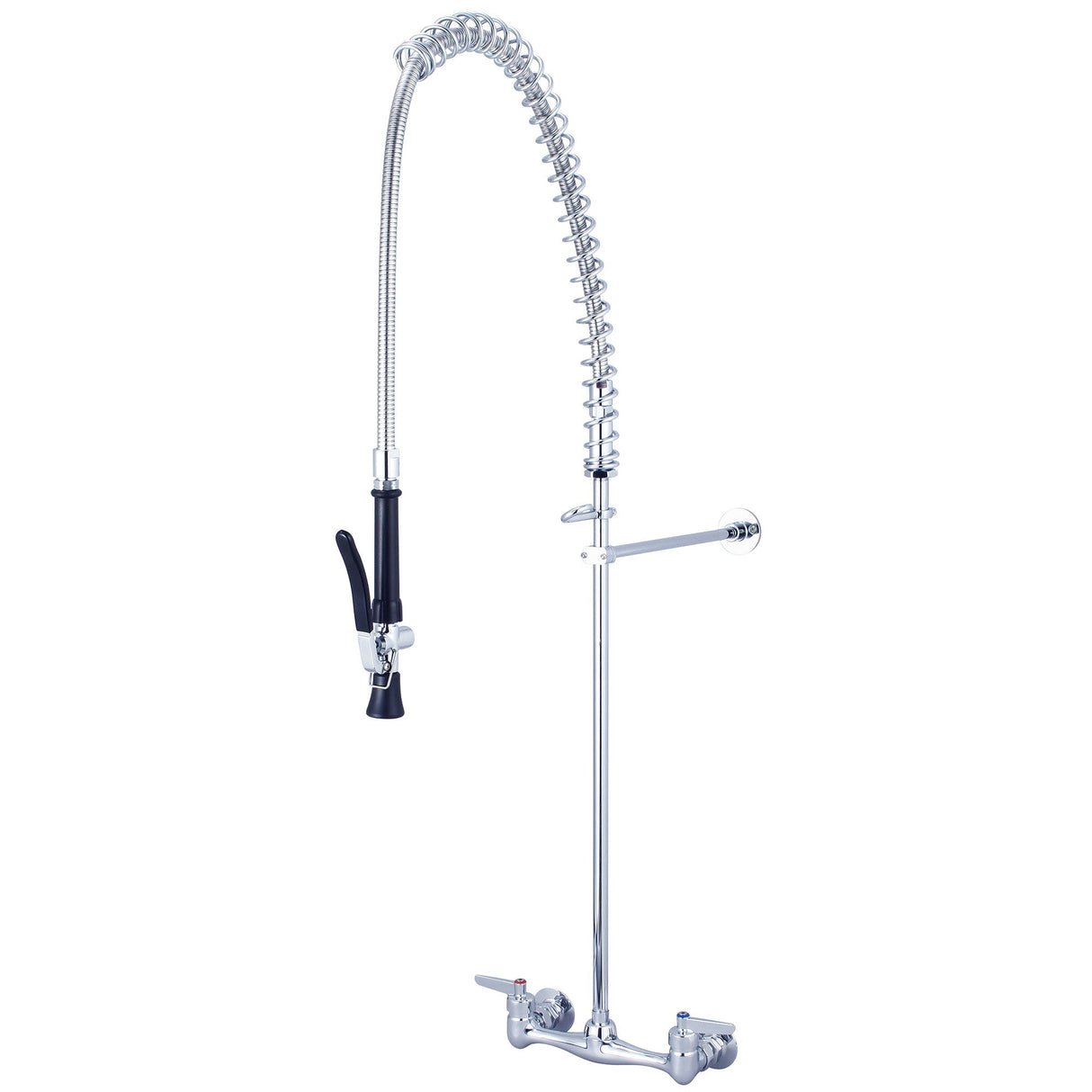 Central Brass 80047-ULE60 Two Handle Wallmount Pre-Rinse Faucet in Polished Chrome