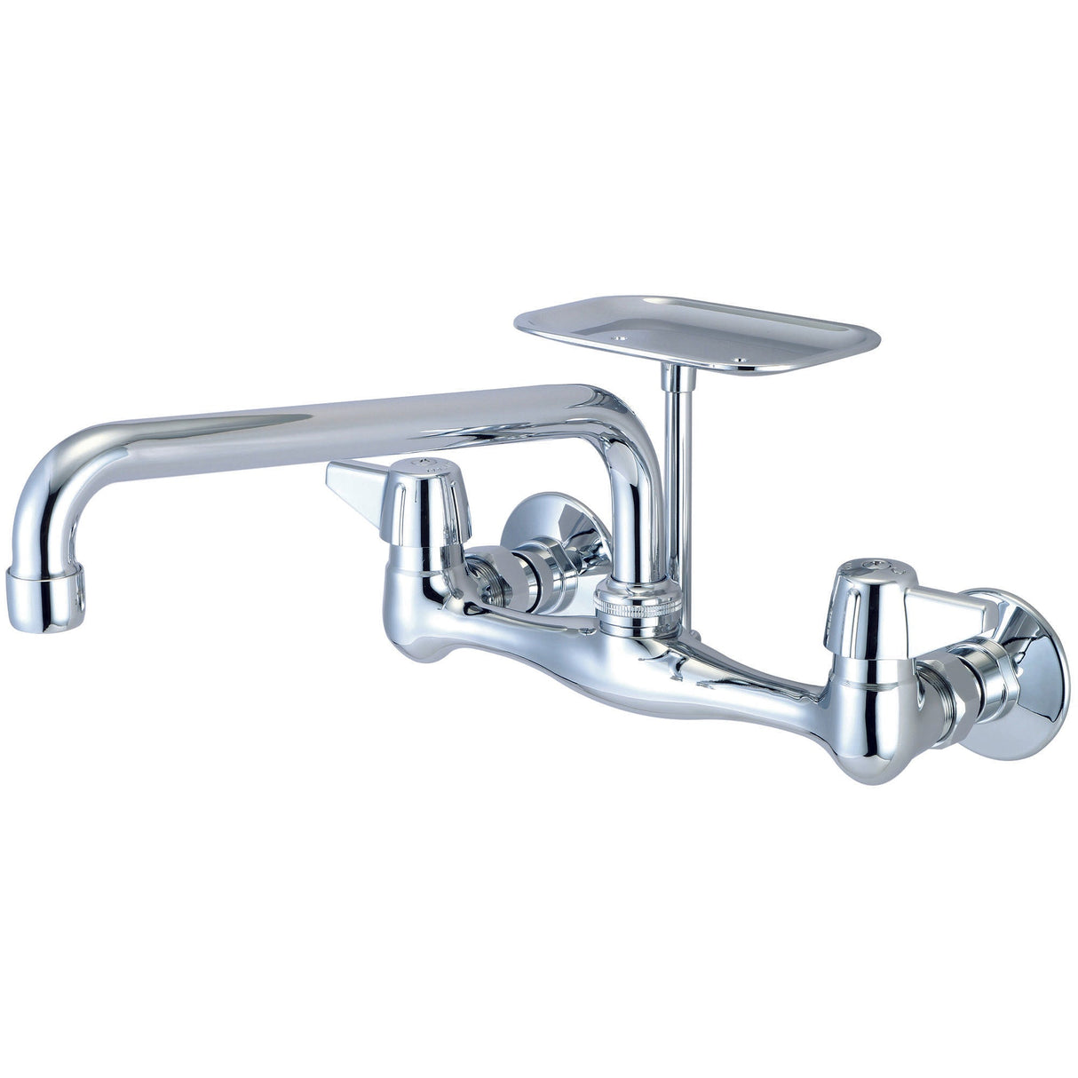 Central Brass 0048-TA2 Two Handle Wallmount Kitchen Faucet in Polished Chrome