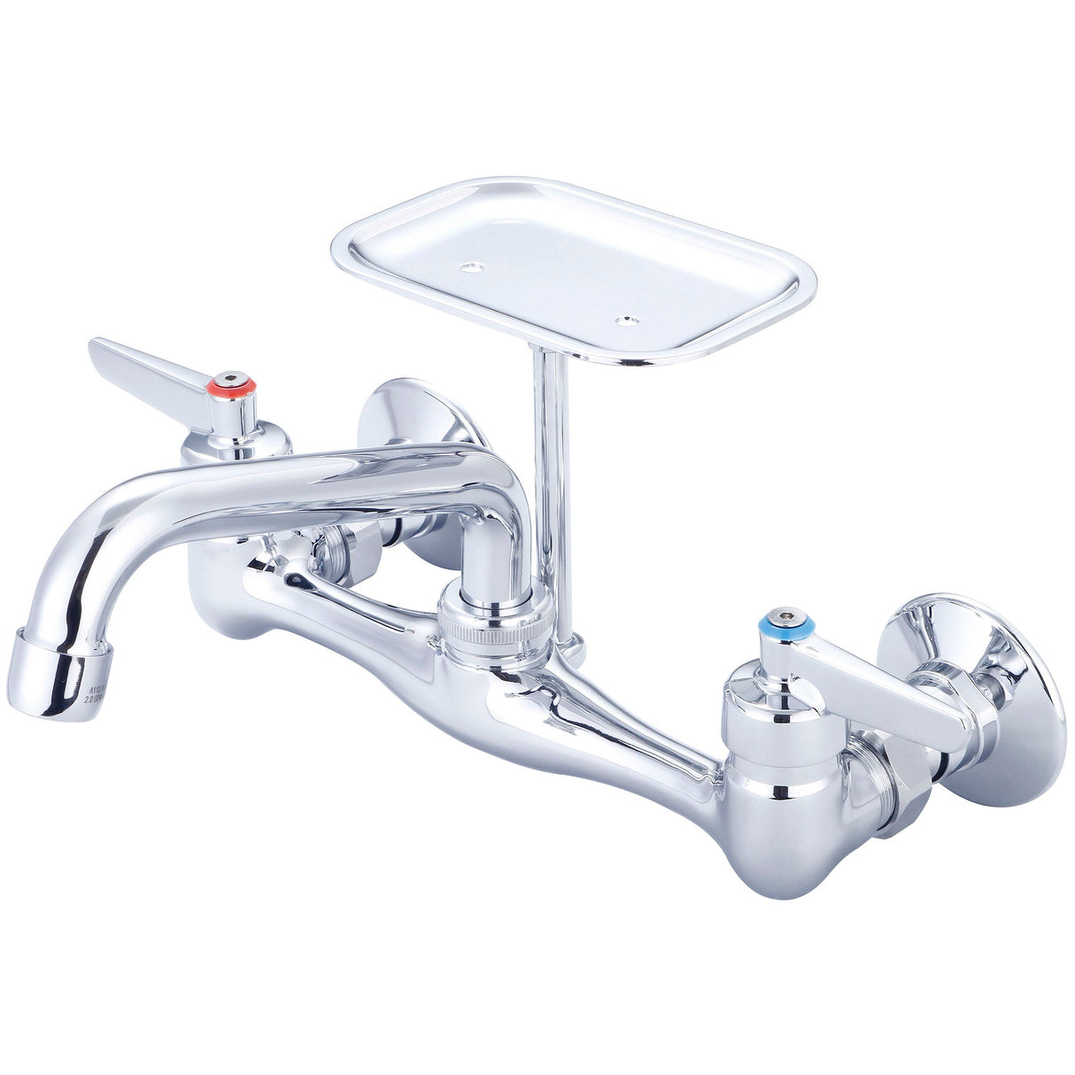 Central Brass 0048-TLE0 Two Handle Wallmount Kitchen Faucet in Polished Chrome