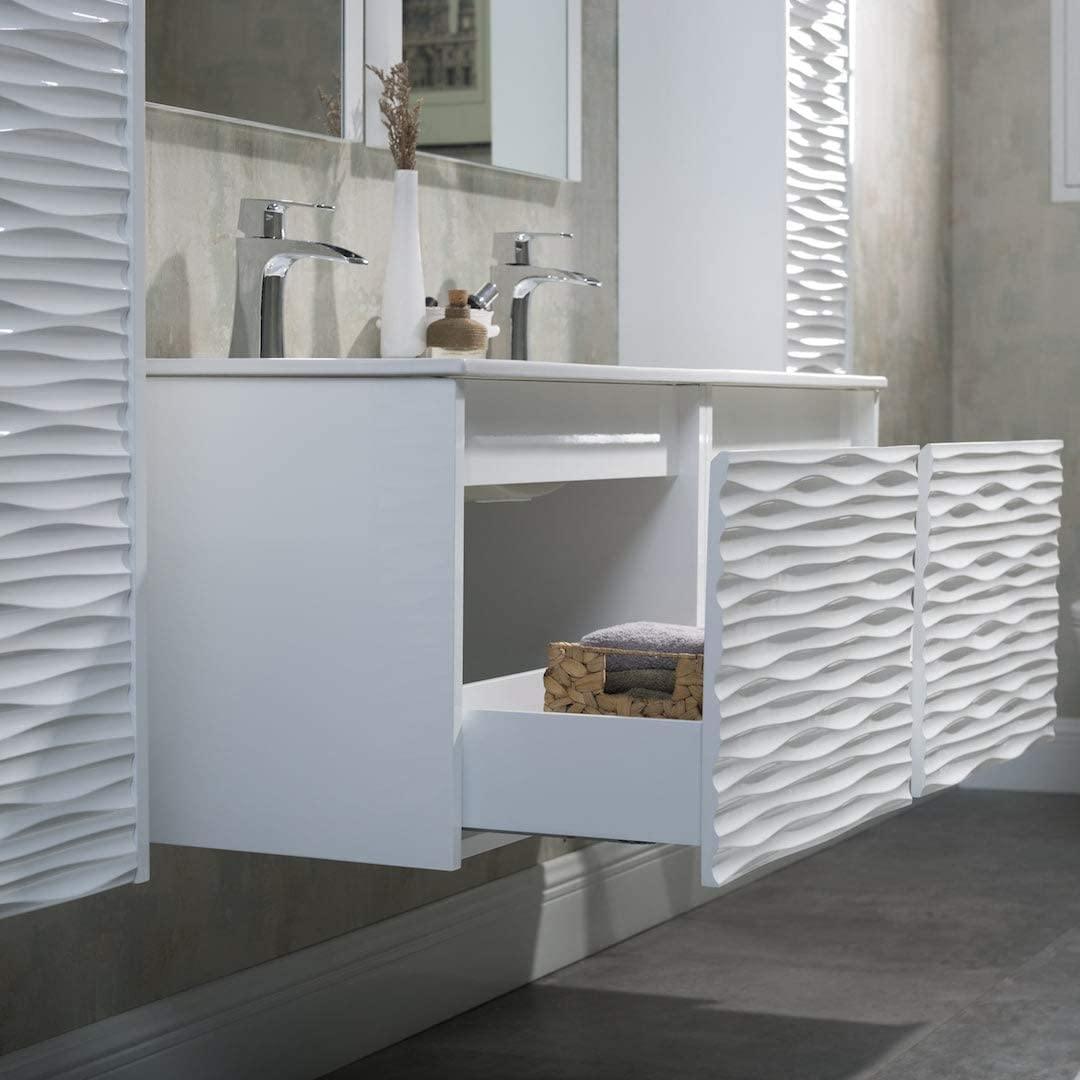 Blossom Paris 48" White Vanity with Ceramic Double Sinks, Mirror/s and Two Side Cabinets