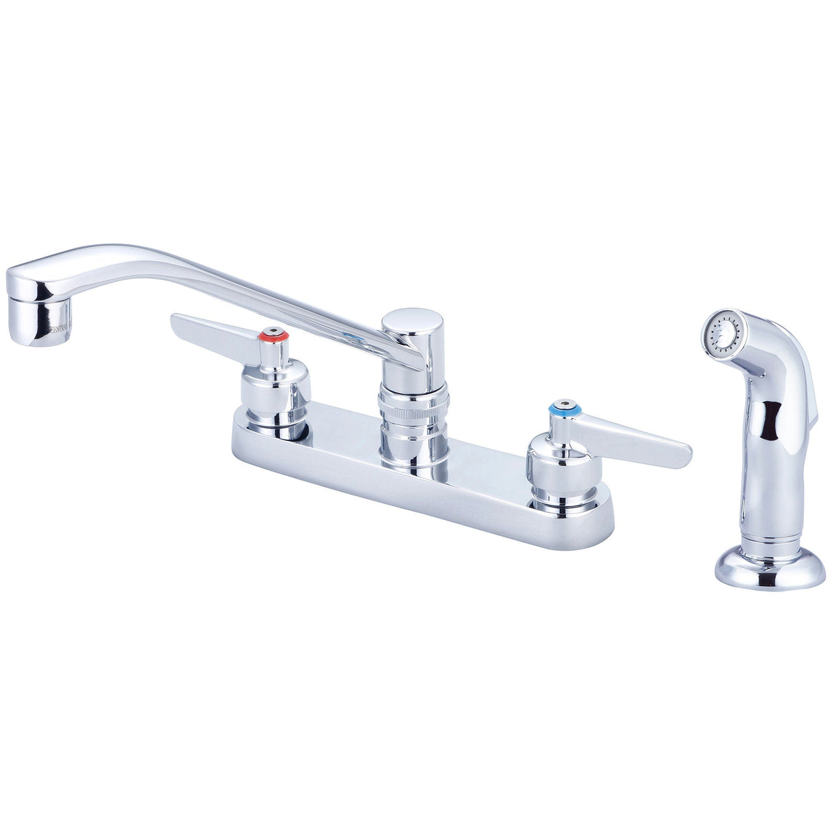 Central Brass 0128-LE6 Two Handle Cast Kitchen Faucet in Polished Chrome