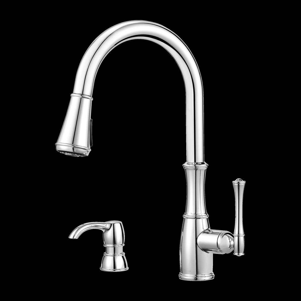 Wheaton 1-Handle Pull-Down Kitchen Faucet with Soap Dispenser in Polished Chrome