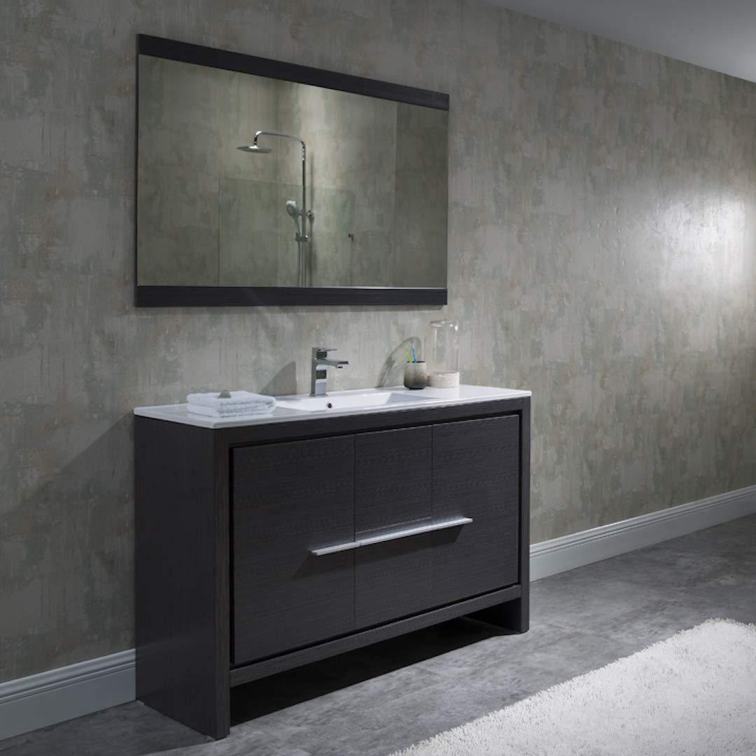 Milan 48" White/Silver Grey Single Vanity Set, Medicine Cabinet
