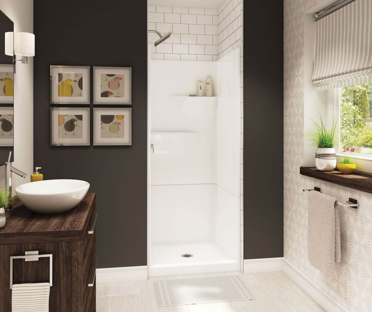 MAAX 105600-000-002-000 Gallery SH-3232 AcrylX Alcove Center Drain Two-Piece Shower in White