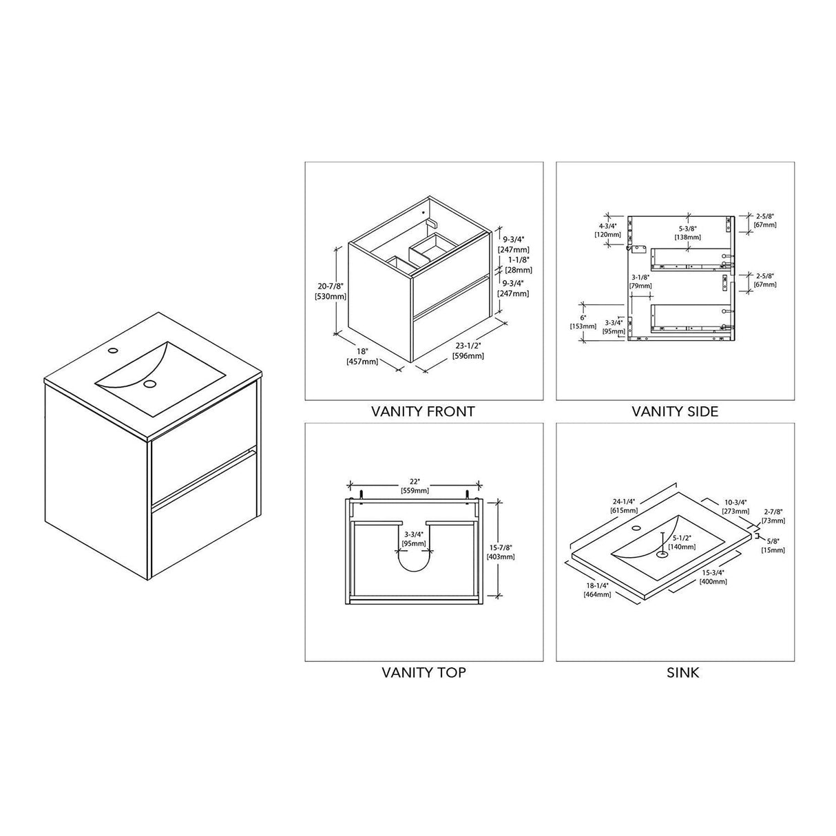 Blossom Valencia 36" Single Vanity, Mirror, Mirrored Medicine Cabinet
