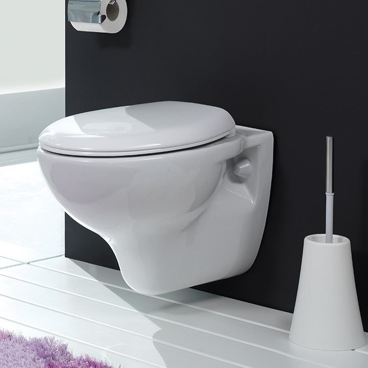 Wall Mount Toilet, Classic, Ceramic, Rounded