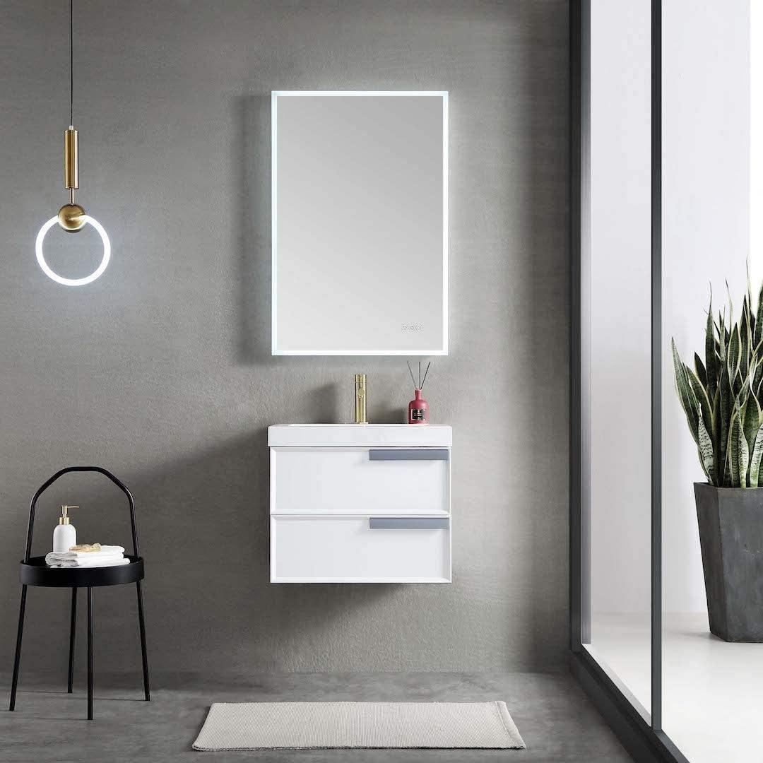 Blossom Sofia 24 Inch Vanity Base in White / Matte Gray. Available with Acrylic Sink