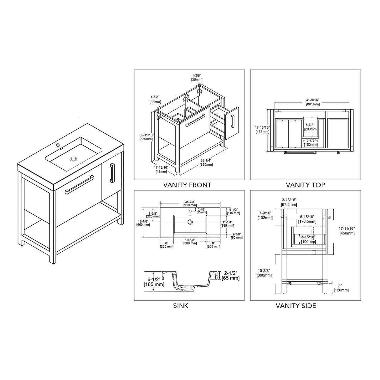 Blossom Riga 36” Metal Gray Vanity