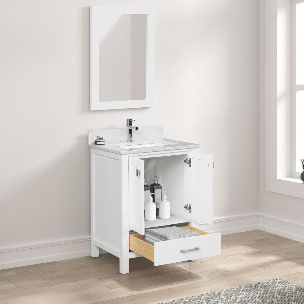 Blossom Geneva Freestanding Bathroom Vanity With Countertop, Undermount Sink & Mirror