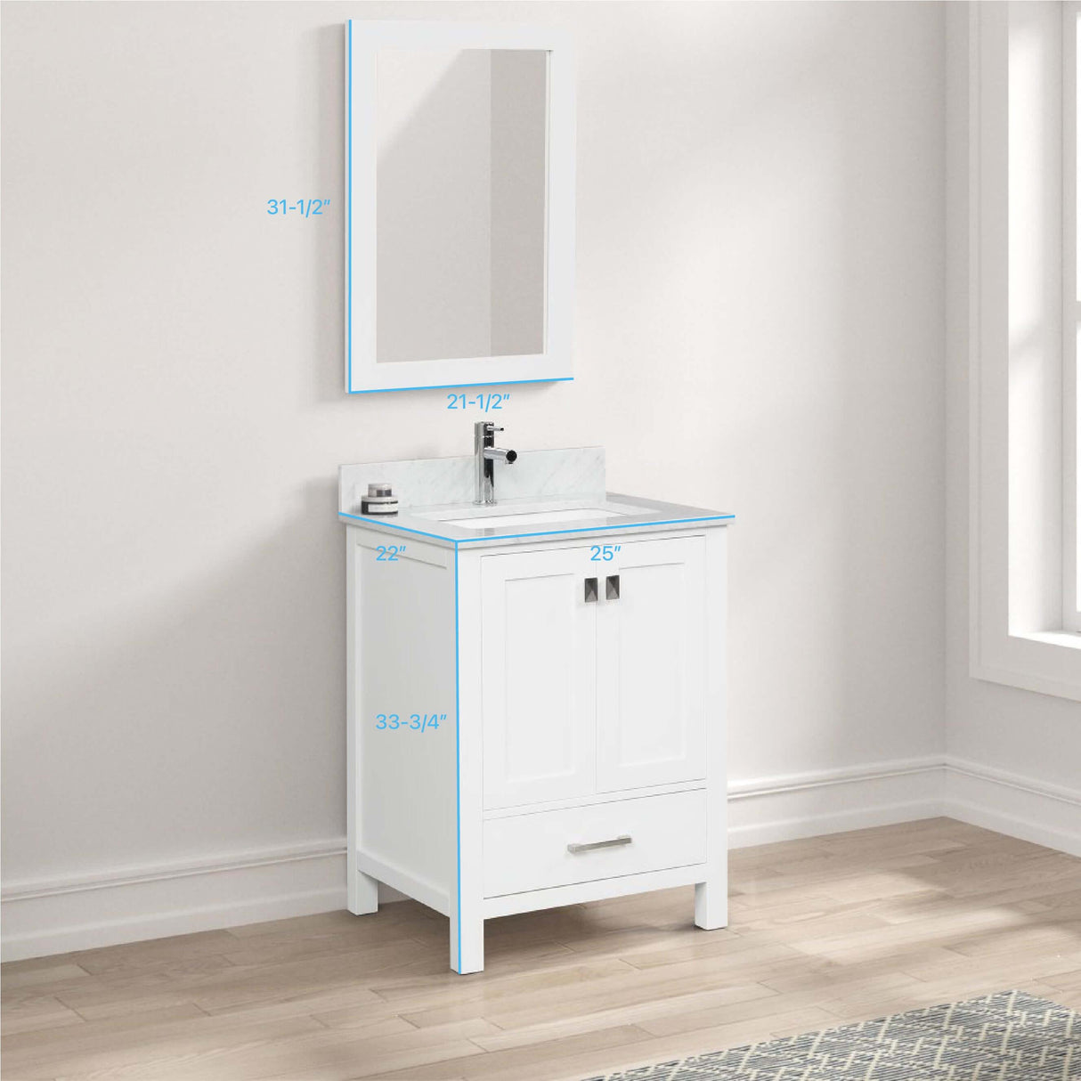 Blossom Geneva Freestanding Bathroom Vanity With Countertop, Undermount Sink & Mirror