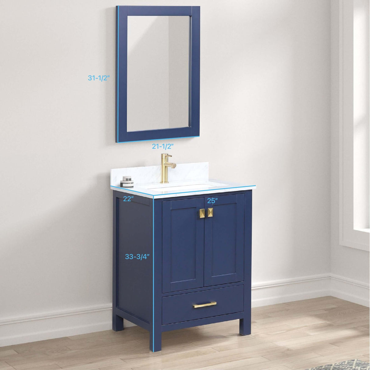 Blossom Geneva Freestanding Bathroom Vanity With Countertop, Undermount Sink & Mirror