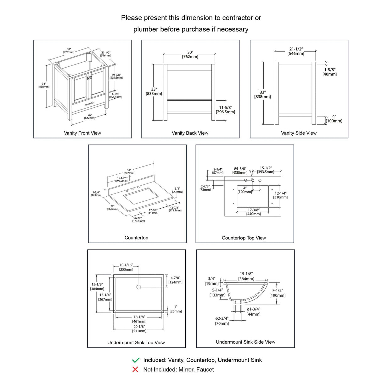 Blossom Geneva Single Sink Freestanding Bathroom Vanity With Countertop & Undermount Sink