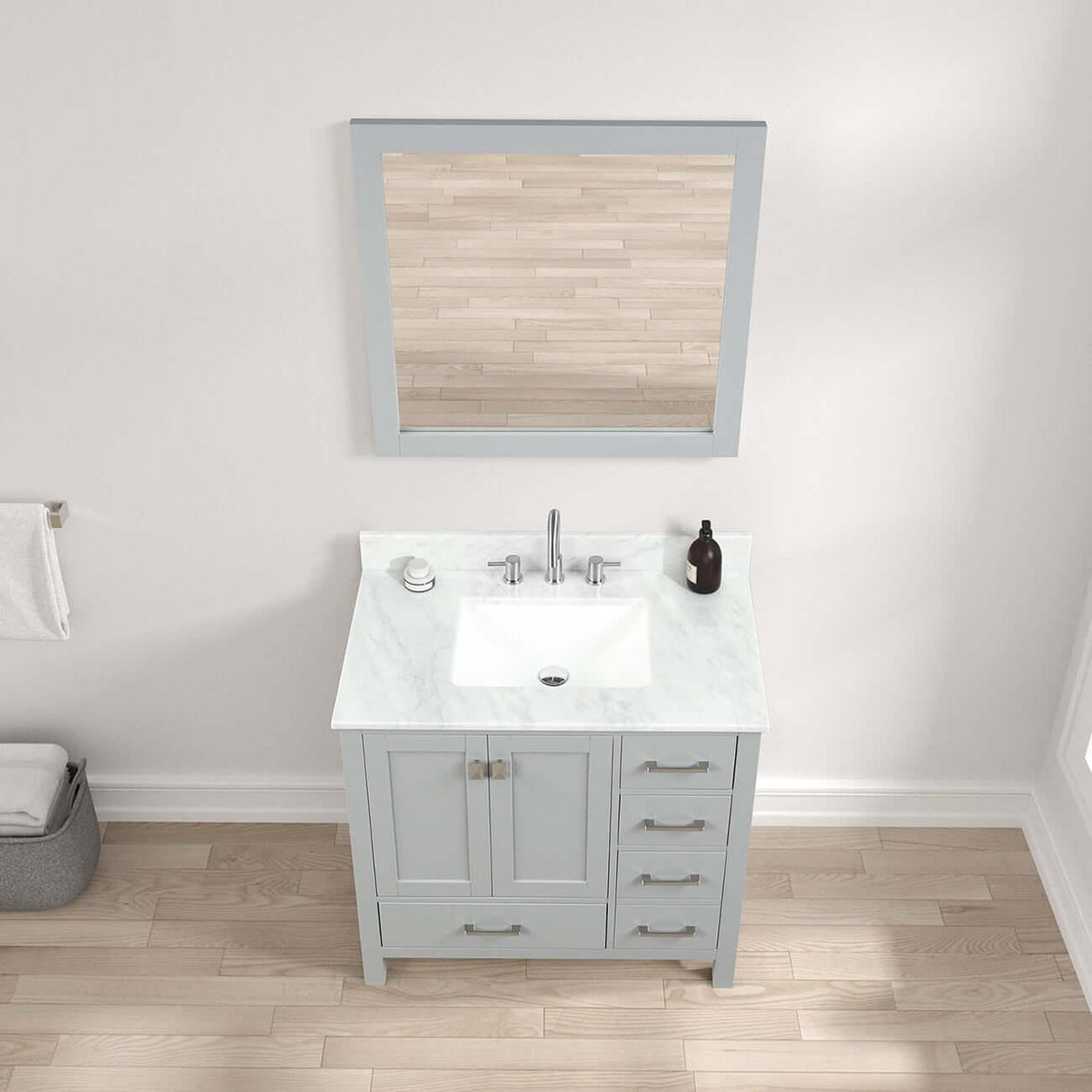 Blossom Geneva Freestanding Bathroom Vanity With Countertop, Undermount Sink & Mirror
