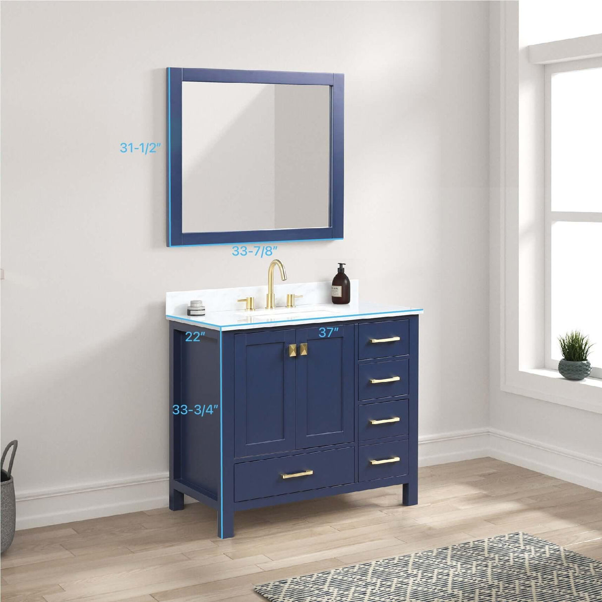 Blossom Geneva Freestanding Bathroom Vanity With Countertop, Undermount Sink & Mirror