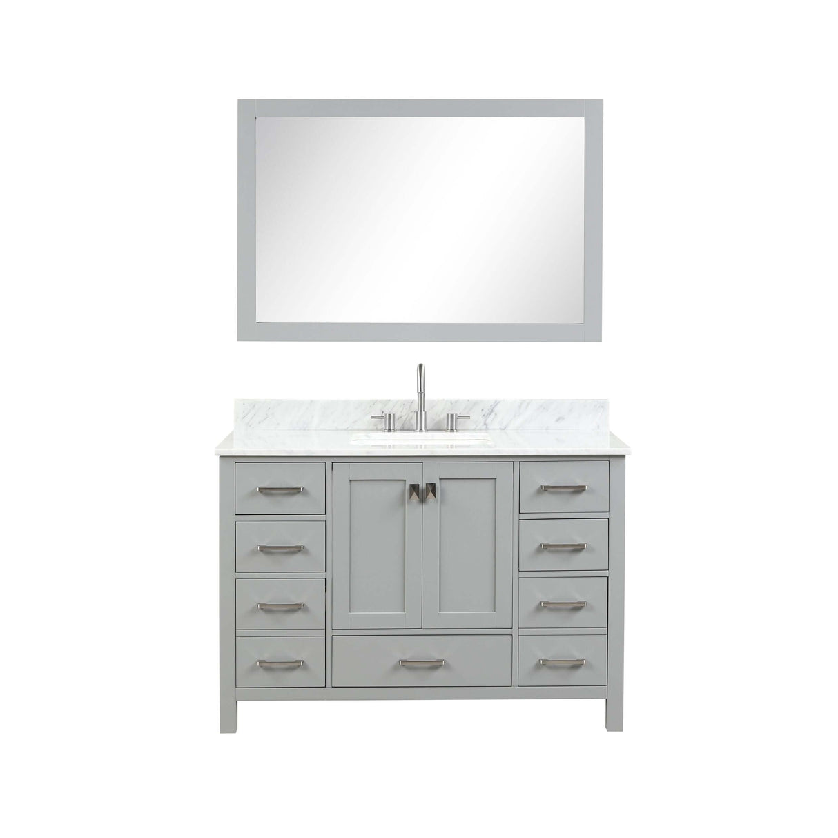 Blossom Geneva Freestanding Bathroom Vanity With Countertop, Undermount Sink & Mirror, 48", Gray