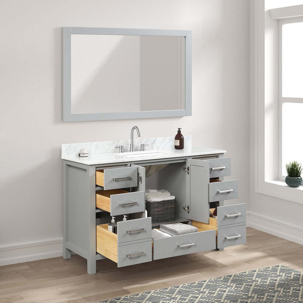 Blossom Geneva Freestanding Bathroom Vanity With Countertop, Undermount Sink & Mirror