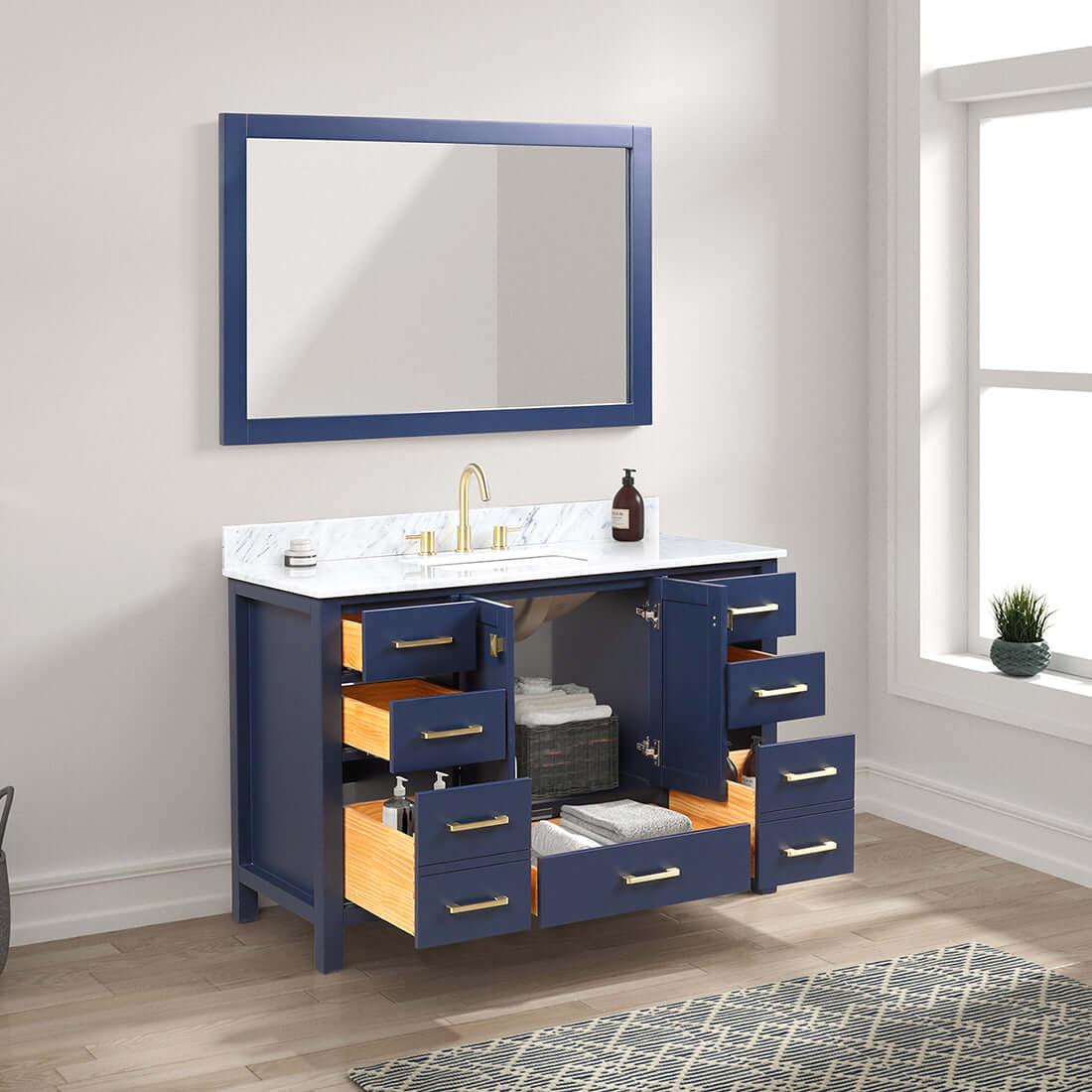 Blossom Geneva Freestanding Bathroom Vanity With Countertop, Undermount Sink & Mirror