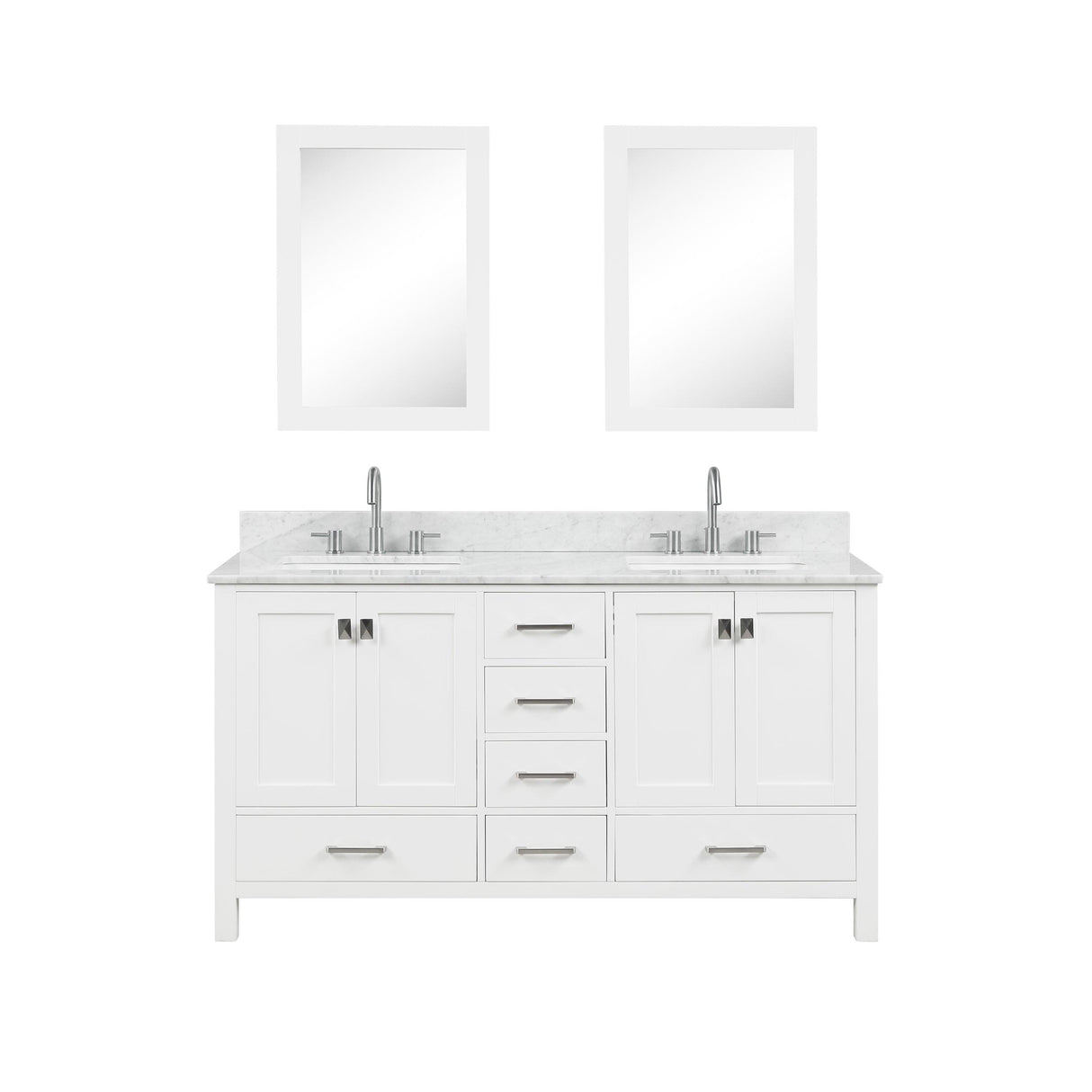 Blossom Geneva 60" Double Sink Freestanding Bathroom Vanity With Countertop, Undermount Sink, Mirrors