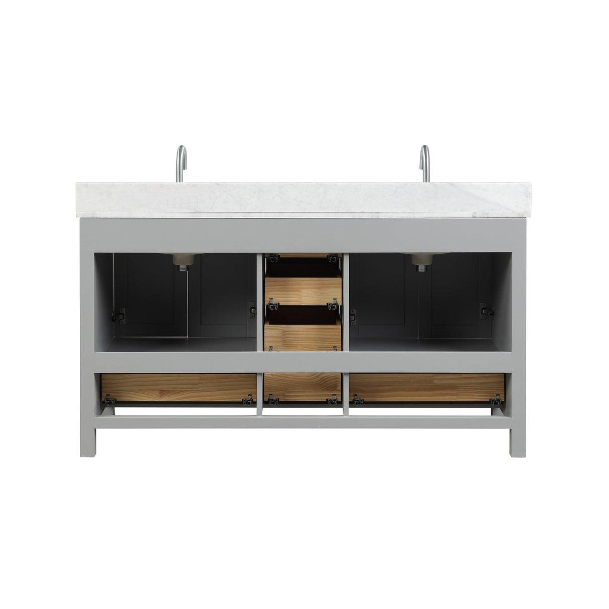 Blossom Geneva 60" Double Sink Freestanding Bathroom Vanity With Countertop, Undermount Sink, Mirrors