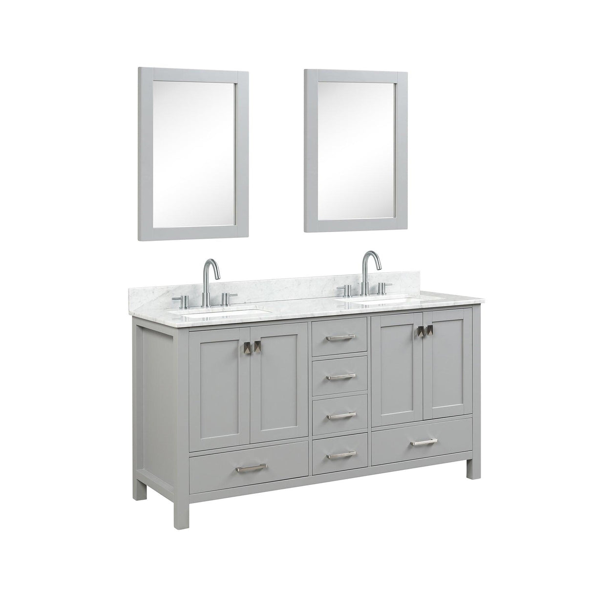 Blossom Geneva 60" Double Sink Freestanding Bathroom Vanity With Countertop, Undermount Sink, Mirrors