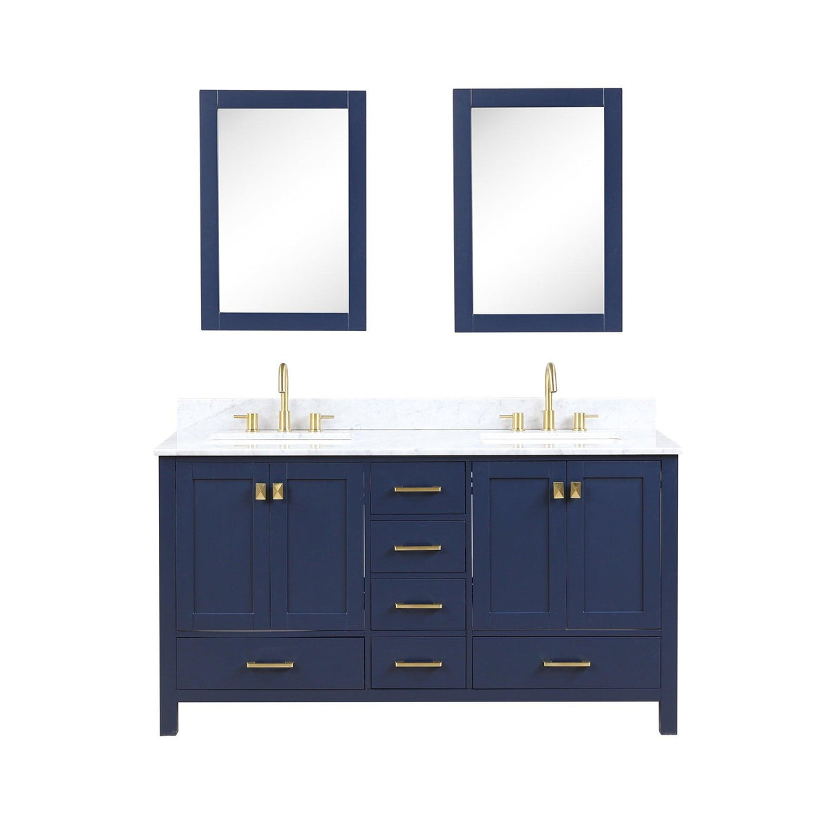 Blossom Geneva 60" Double Sink Freestanding Bathroom Vanity With Countertop, Undermount Sink, Mirrors