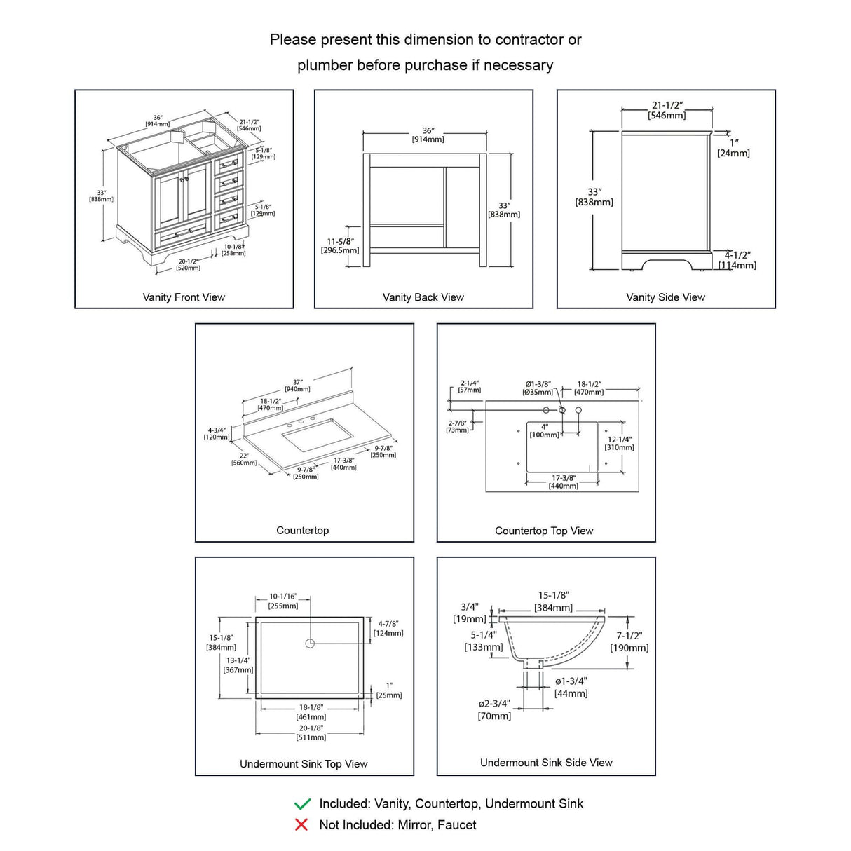 Blossom Copenhagen Freestanding Bathroom Vanity With Countertop & Undermount Sink