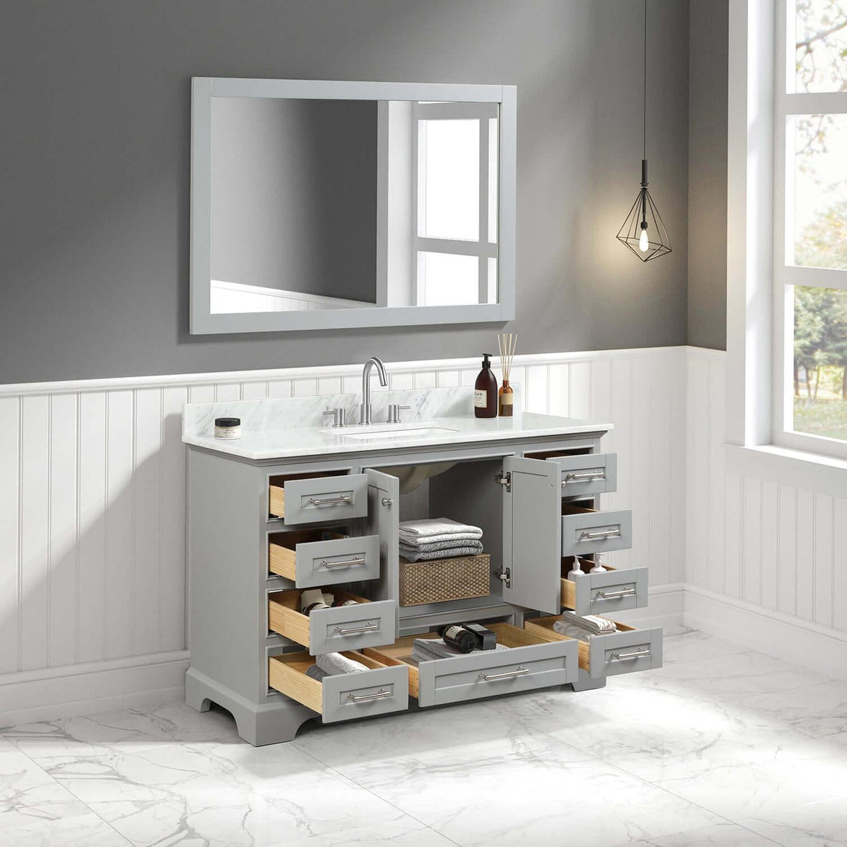 Blossom Copenhagen Freestanding Bath Single Sink Vanity, Top, Undermount Sink & Mirror