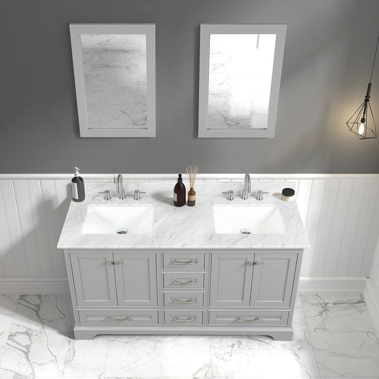 Blossom Copenhagen 60" Freestanding Double Sink Bath Vanity, Countertop & Undermount Sink
