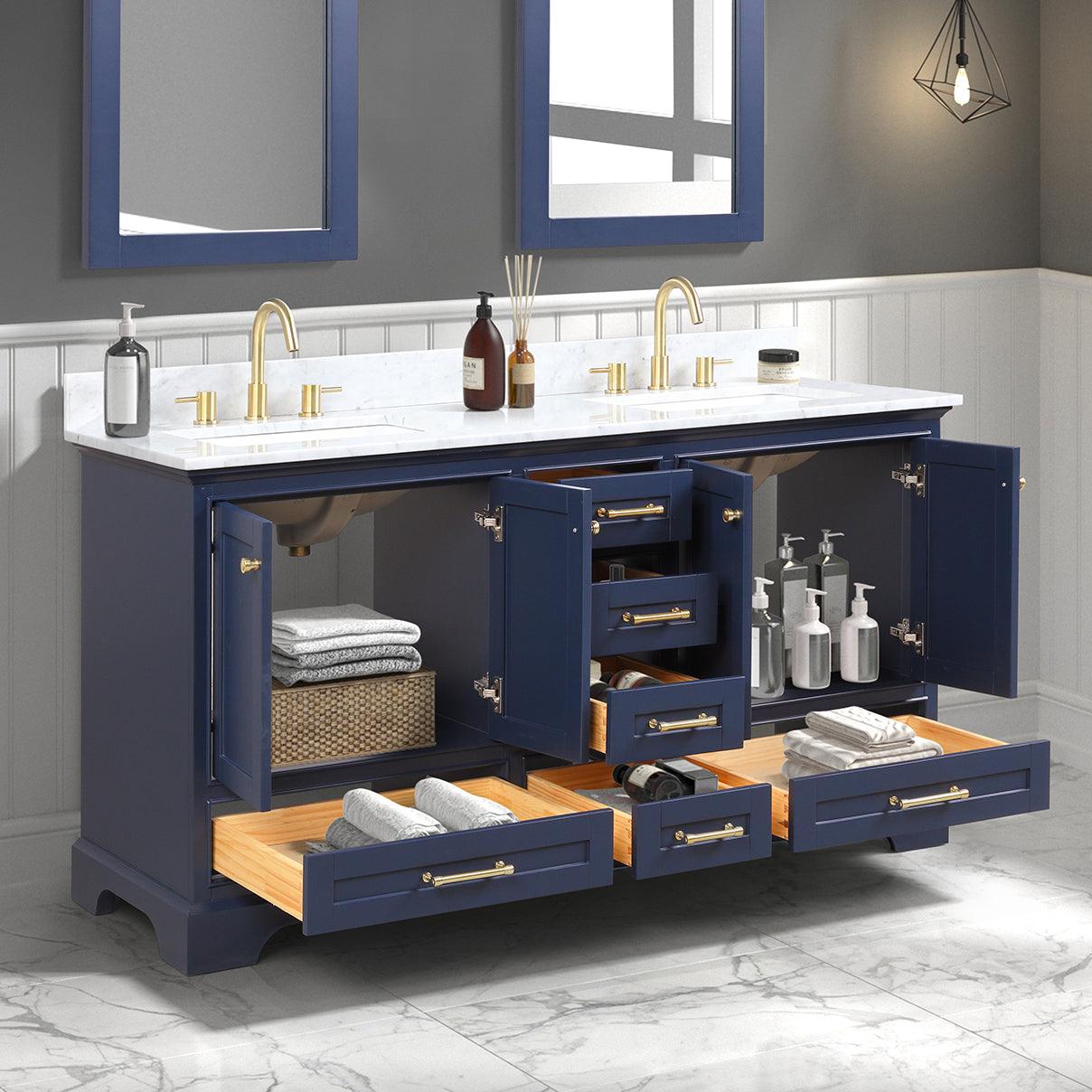 Blossom Copenhagen 60" Freestanding Double Sink Bath Vanity, Countertop & Undermount Sink