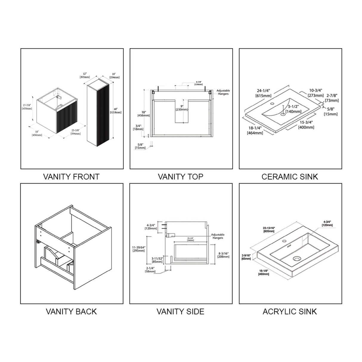 Sleek Minimalism: Blossom Positano Single Sink Floating Vanity 20" to 48"