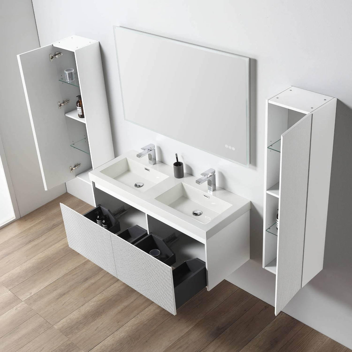 Blossom Positano 48" Floating Bathroom Vanity Single/ Double Sink & 2 Side Cabinet