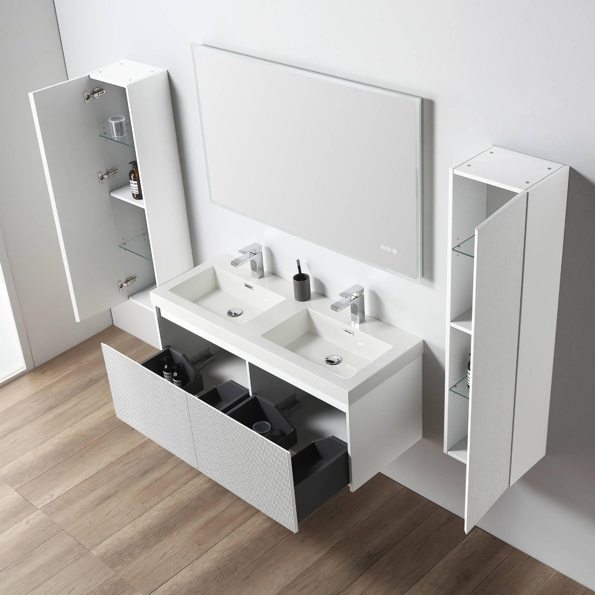 Blossom Positano 48" Floating Double Sink Vanity - Customize with Optional Side Cabinets