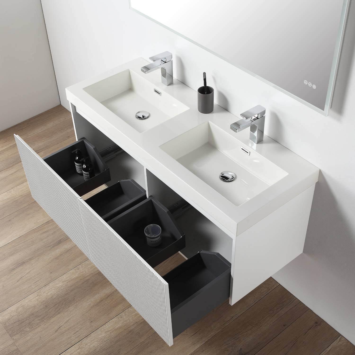 Blossom Positano 48" Floating Bathroom Vanity Single/ Double Sink & 2 Side Cabinet