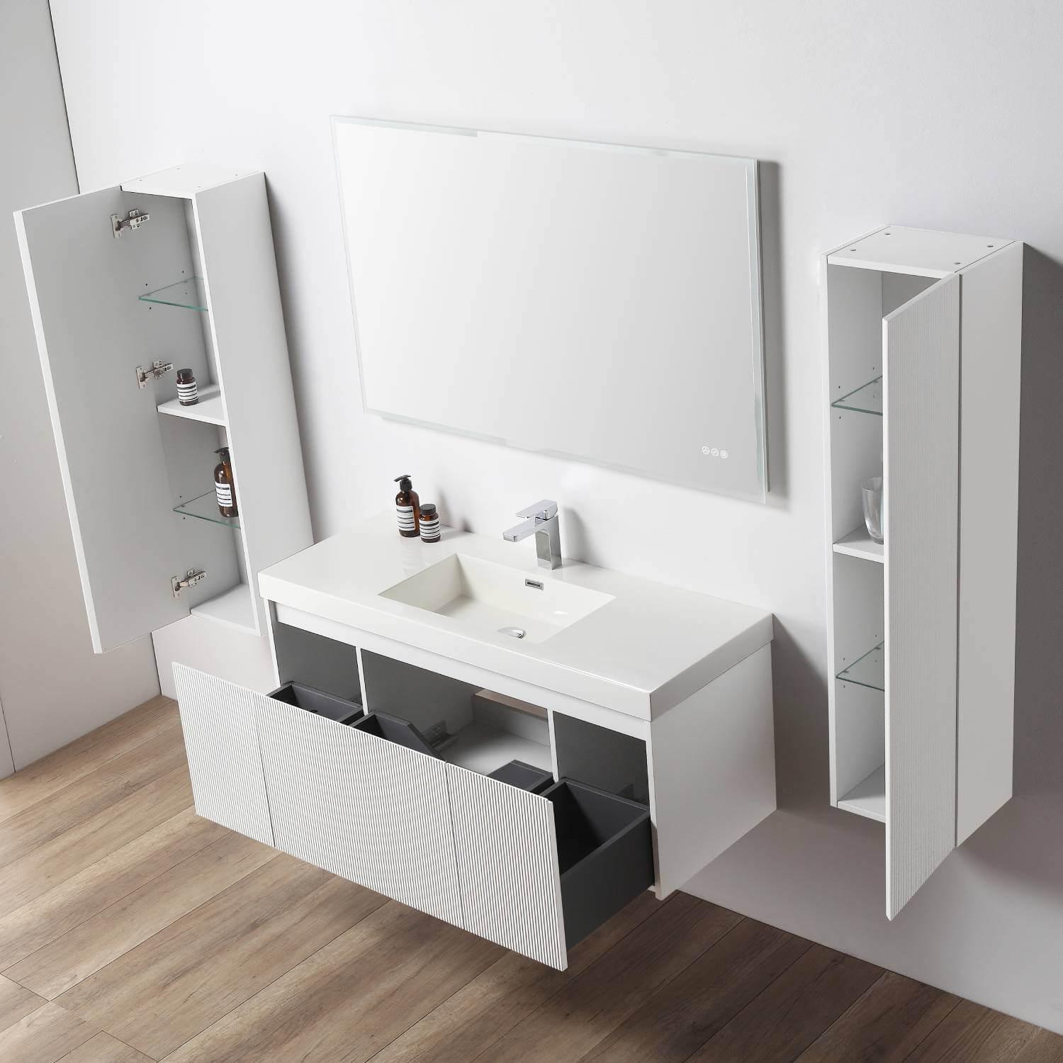 Blossom Positano 48" Floating Bathroom Vanity Single/ Double Sink & 2 Side Cabinet