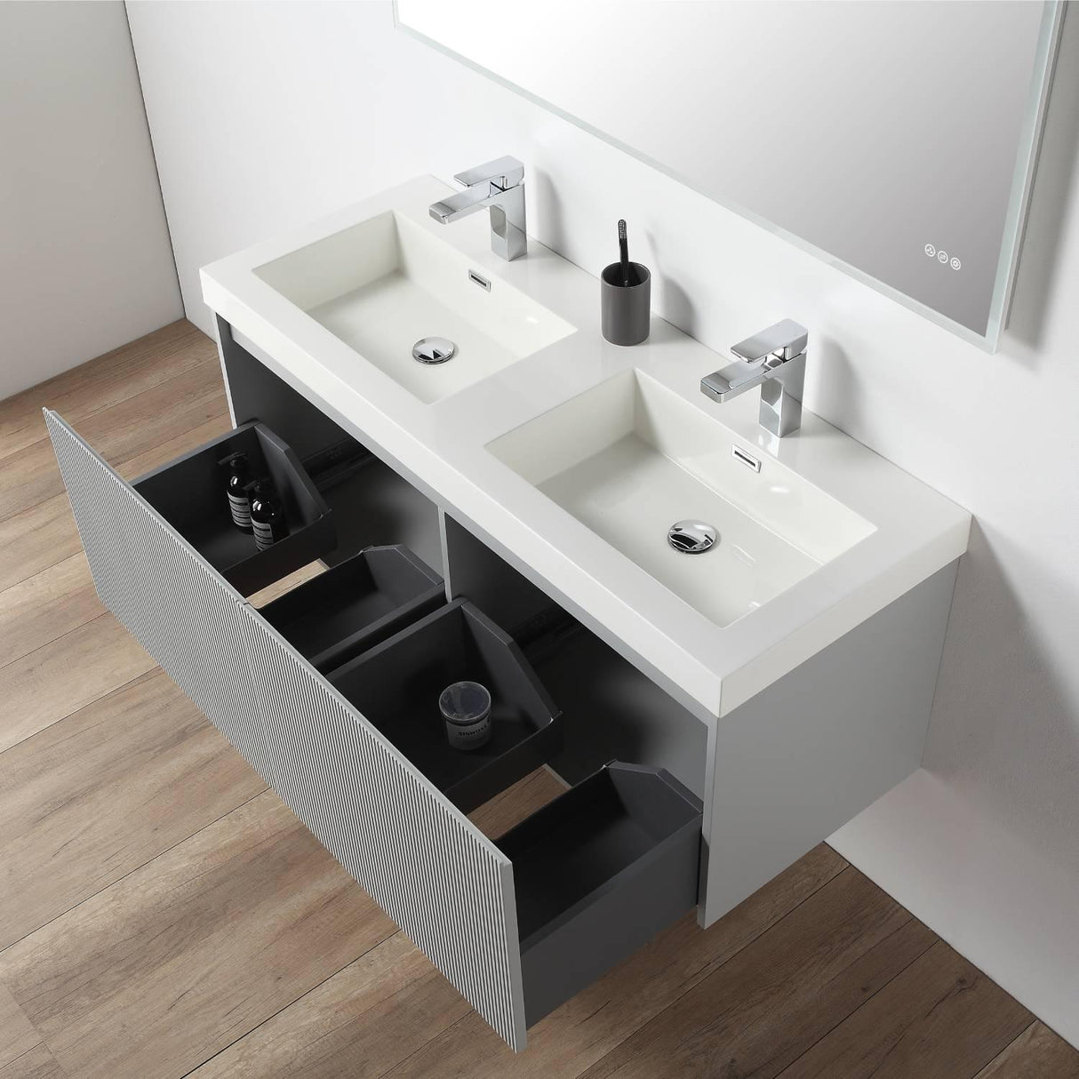 Blossom Positano 48" Floating Double Sink Vanity - Customize with Optional Side Cabinets