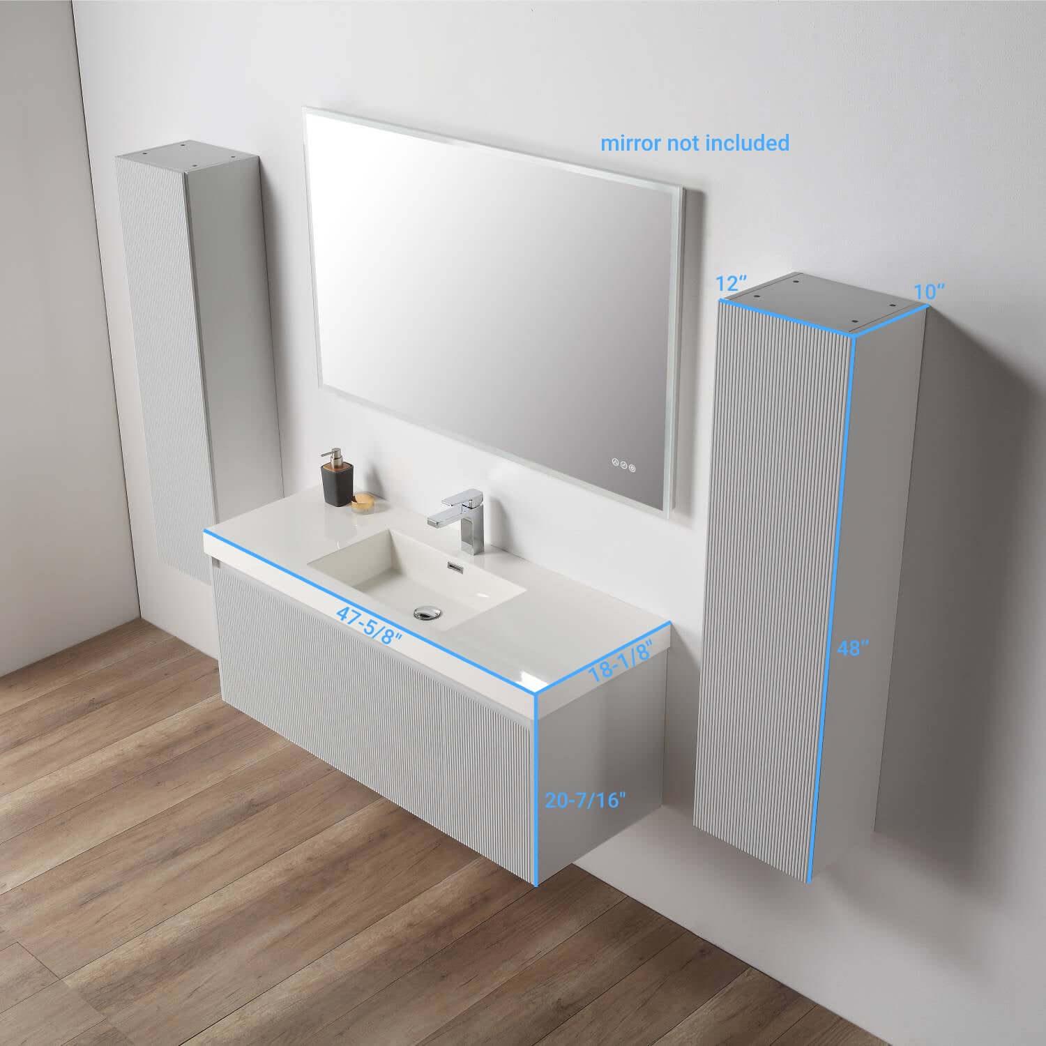 Blossom Positano 48" Floating Bathroom Vanity Single/ Double Sink & 2 Side Cabinet