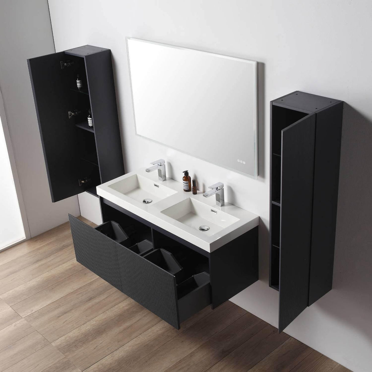 Blossom Positano 48" Floating Bathroom Vanity Single/ Double Sink & 2 Side Cabinet