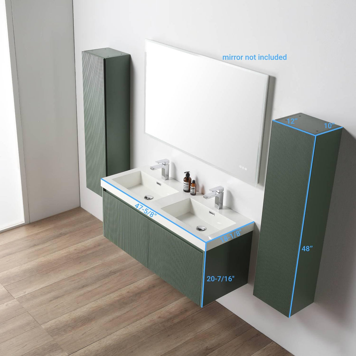 Blossom Positano 48" Floating Double Sink Vanity - Customize with Optional Side Cabinets