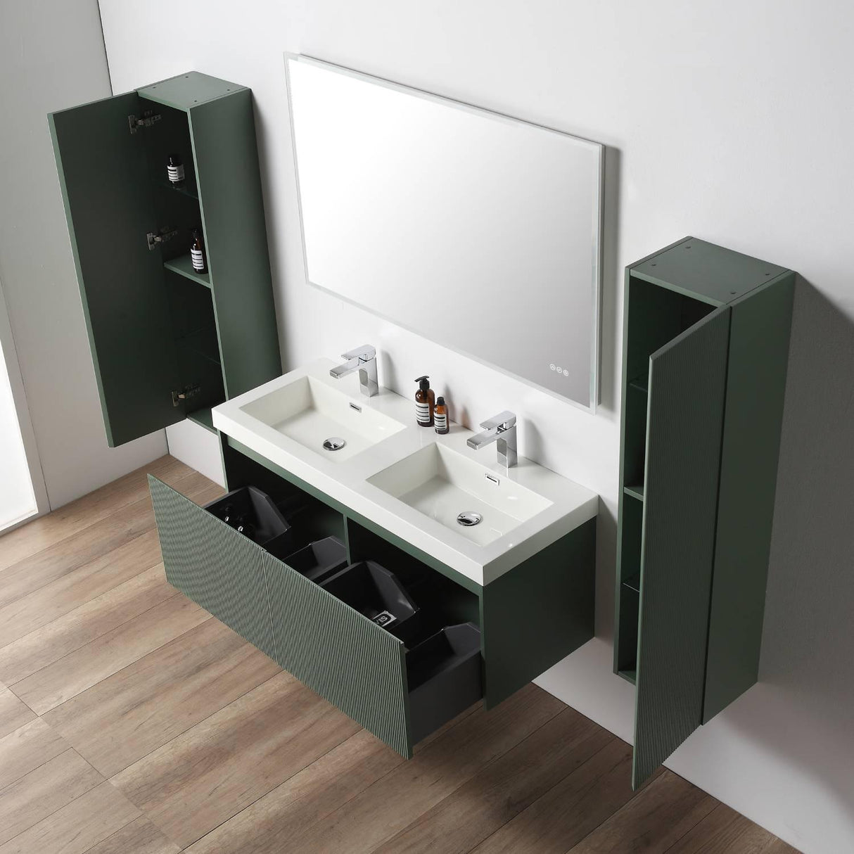 Blossom Positano 48" Floating Double Sink Vanity - Customize with Optional Side Cabinets