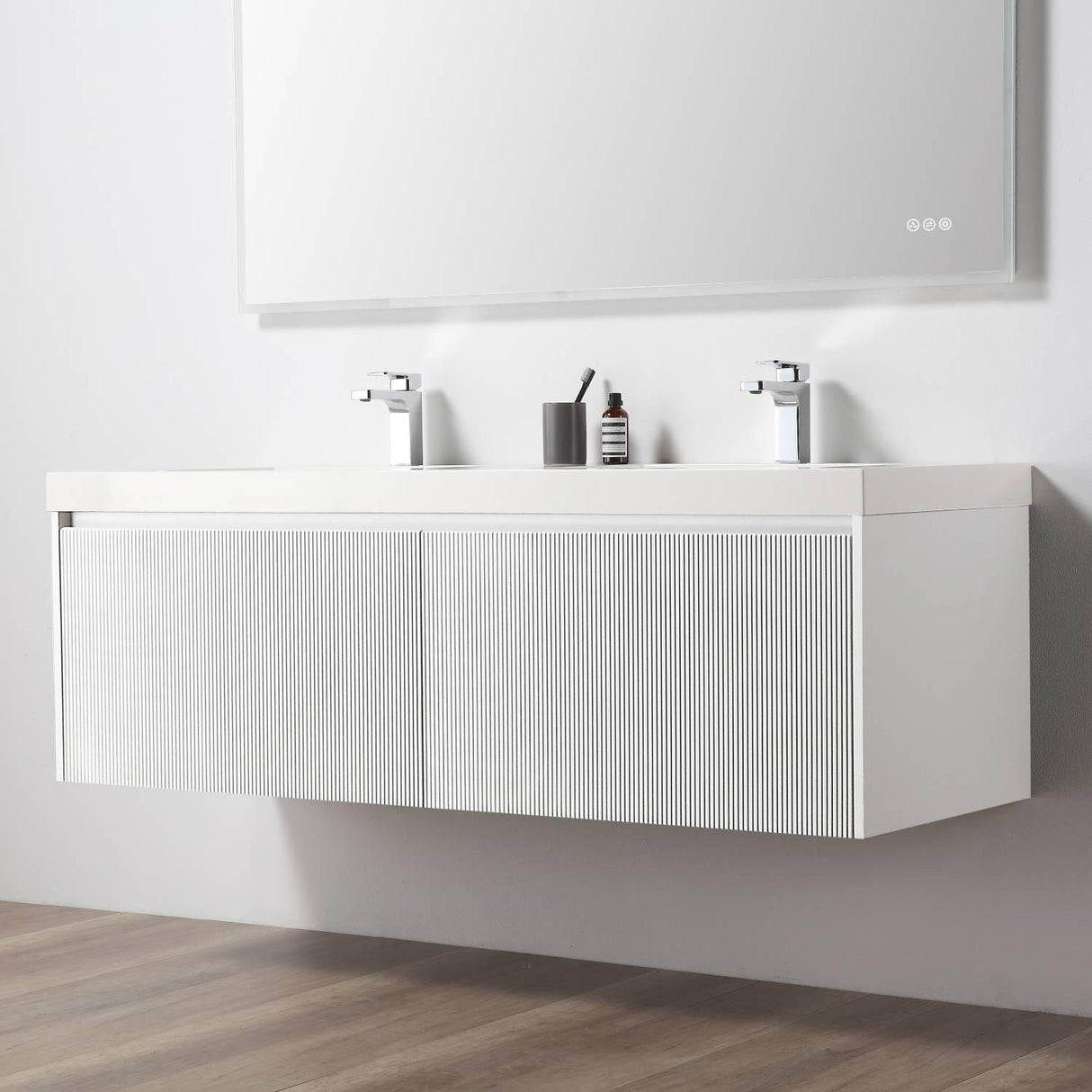 Blossom Positano 60" Deluxe Floating Double Sink Vanity with Optional Two Side Cabinets