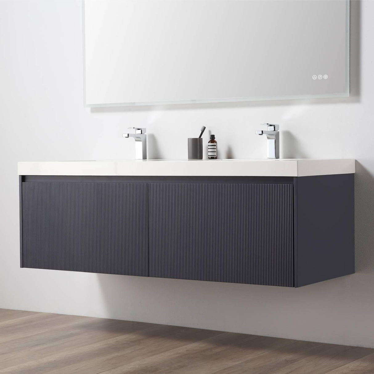 Blossom Positano 60" Deluxe Floating Double Sink Vanity with Optional Two Side Cabinets