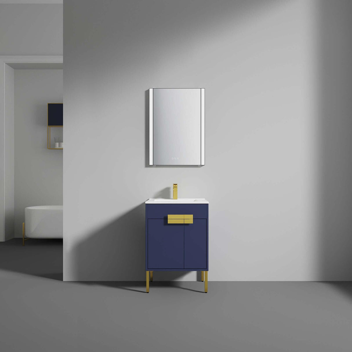 Blossom Bari 24", 30", or 36" Freestanding Bathroom Vanity with Ceramic Sink, 24", Blue