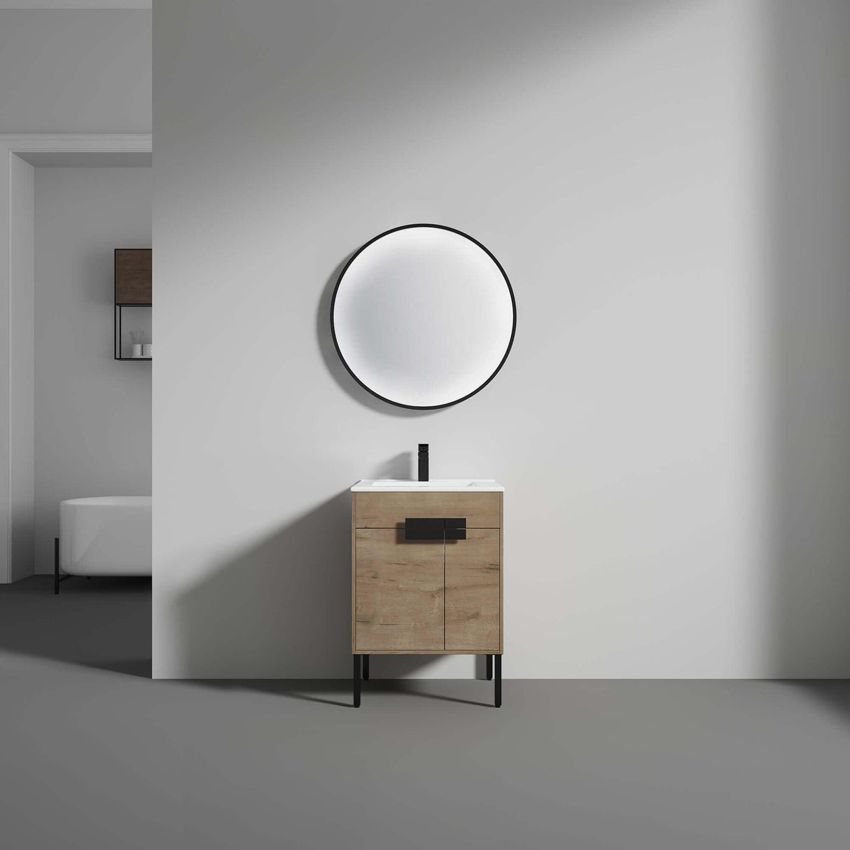 Blossom Bari 24", 30", or 36" Freestanding Bathroom Vanity with Ceramic Sink, 24", Classic Oak