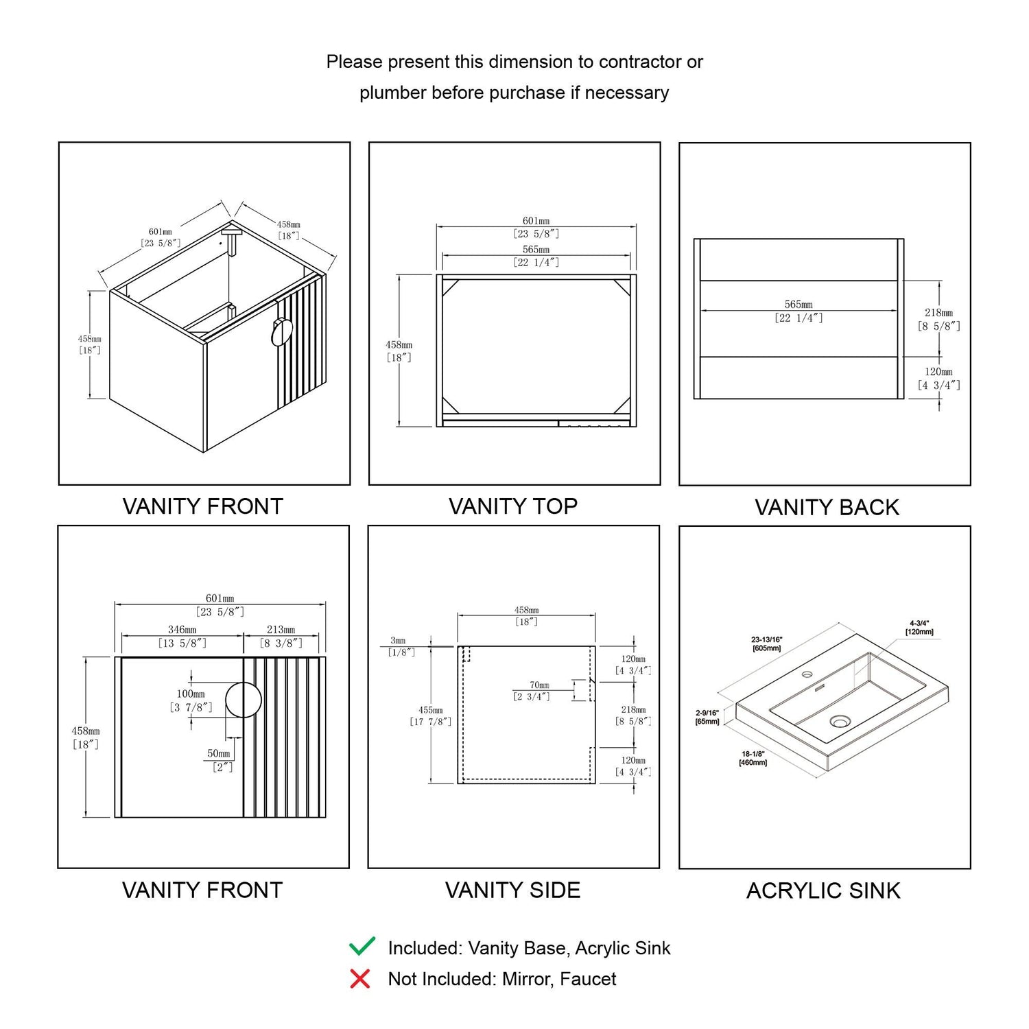Blossom Moss 24" & 30" Floating Bathroom Vanity with Sink